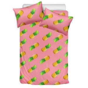 Pink Pineapple Pattern Print Duvet Cover Bedding Set