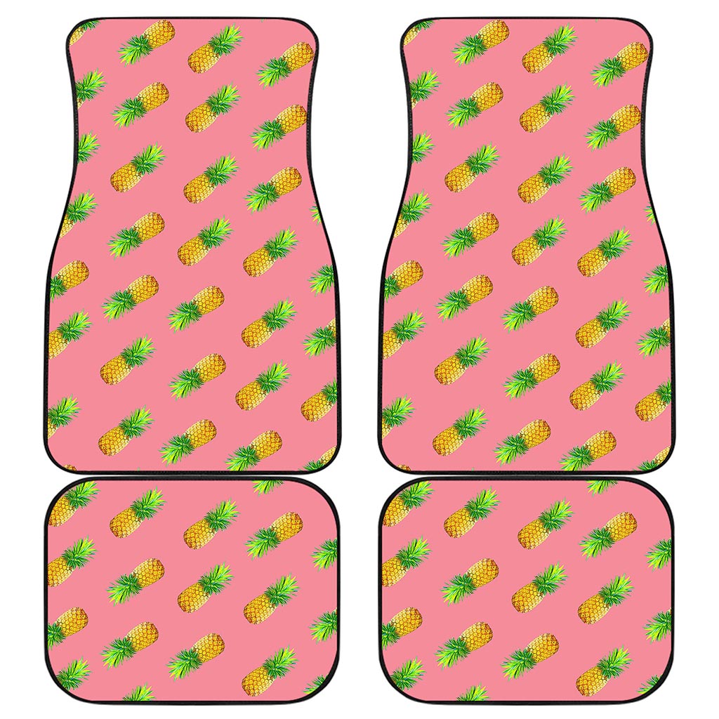 Pink Pineapple Pattern Print Front and Back Car Floor Mats