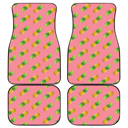 Pink Pineapple Pattern Print Front and Back Car Floor Mats
