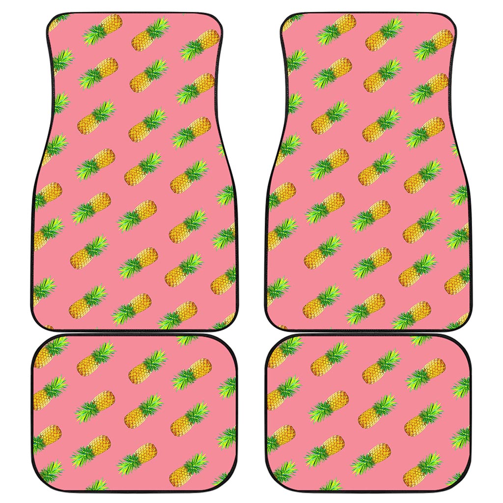 Pink Pineapple Pattern Print Front and Back Car Floor Mats