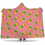 Pink Pineapple Pattern Print Hooded Blanket