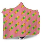 Pink Pineapple Pattern Print Hooded Blanket