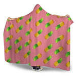 Pink Pineapple Pattern Print Hooded Blanket