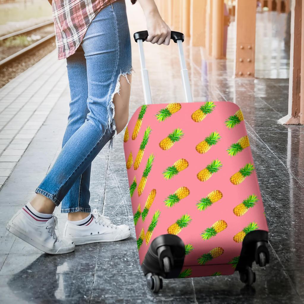 Pink Pineapple Pattern Print Luggage Cover GearFrost