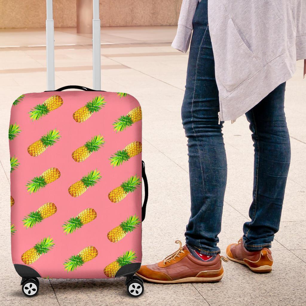 Pink Pineapple Pattern Print Luggage Cover GearFrost