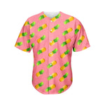 Pink Pineapple Pattern Print Men's Baseball Jersey