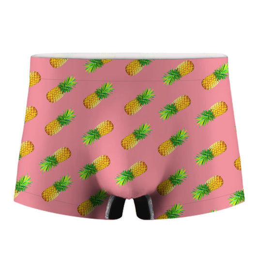 Pink Pineapple Pattern Print Men's Boxer Briefs
