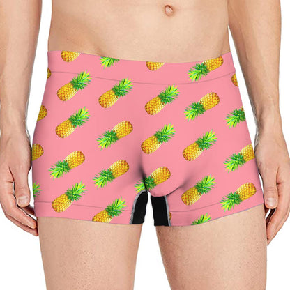 Pink Pineapple Pattern Print Men's Boxer Briefs