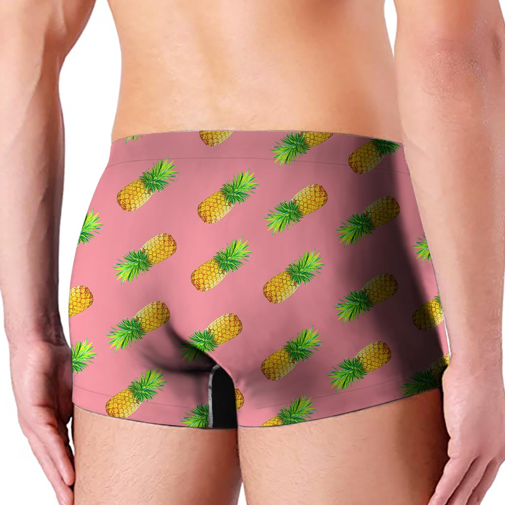 Pink Pineapple Pattern Print Men's Boxer Briefs