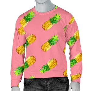 Pink Pineapple Pattern Print Men's Crewneck Sweatshirt GearFrost