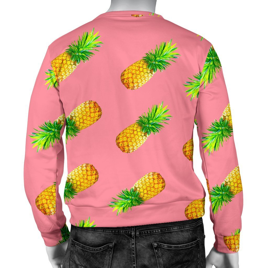 Pink Pineapple Pattern Print Men's Crewneck Sweatshirt GearFrost