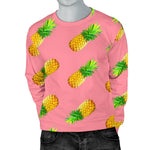 Pink Pineapple Pattern Print Men's Crewneck Sweatshirt GearFrost