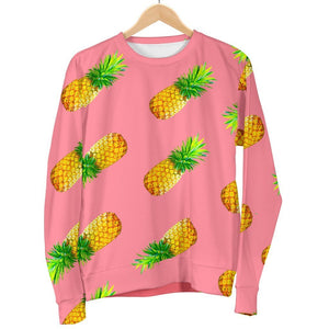 Pink Pineapple Pattern Print Men's Crewneck Sweatshirt GearFrost