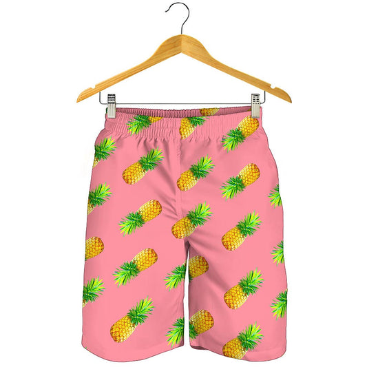Pink Pineapple Pattern Print Men's Shorts