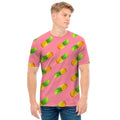 Pink Pineapple Pattern Print Men's T-Shirt