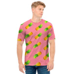 Pink Pineapple Pattern Print Men's T-Shirt