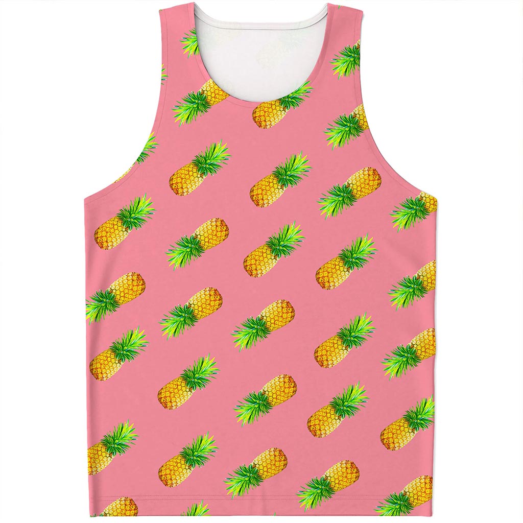 Pink Pineapple Pattern Print Men's Tank Top