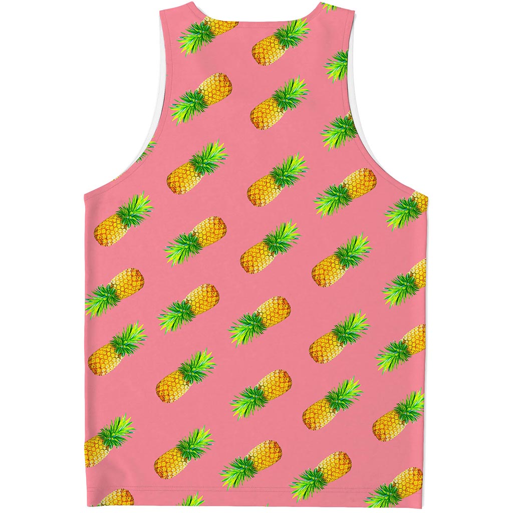 Pink Pineapple Pattern Print Men's Tank Top