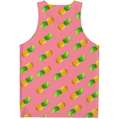 Pink Pineapple Pattern Print Men's Tank Top