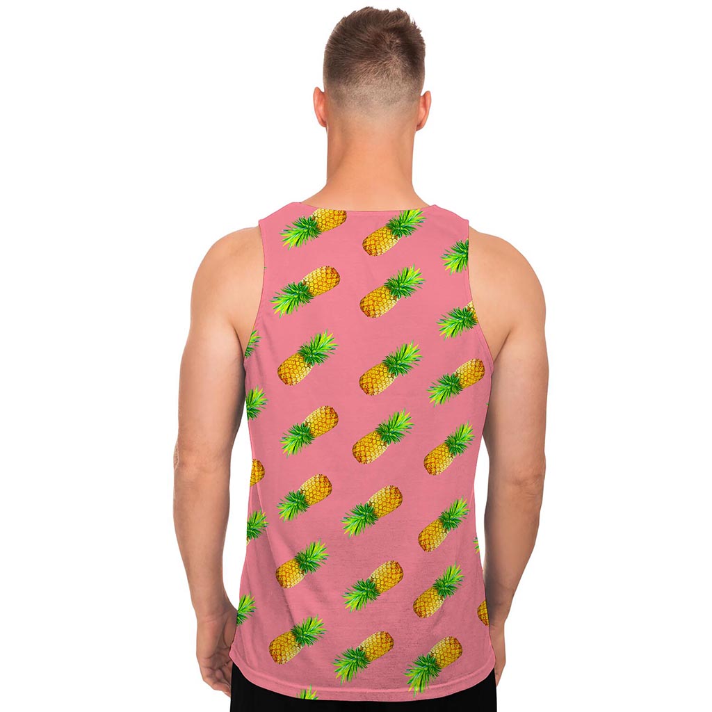 Pink Pineapple Pattern Print Men's Tank Top