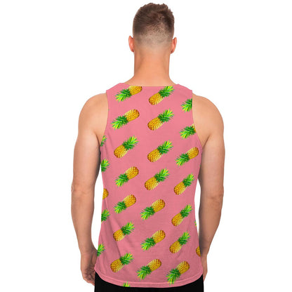 Pink Pineapple Pattern Print Men's Tank Top