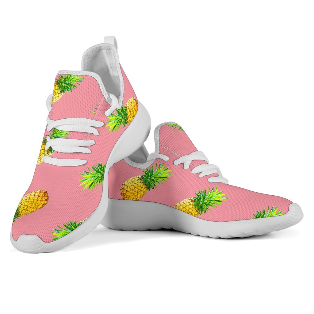 Pink Pineapple Pattern Print Mesh Knit Shoes GearFrost