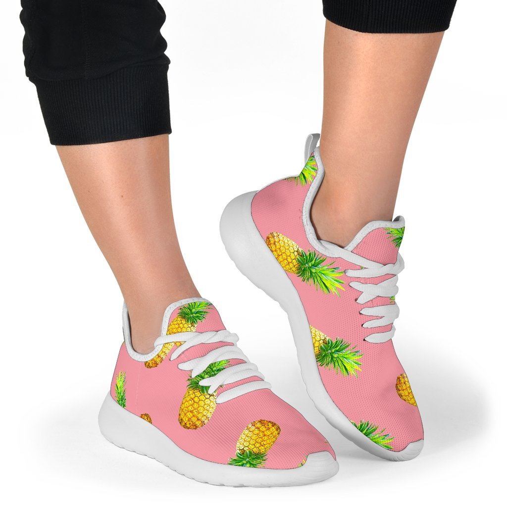 Pink Pineapple Pattern Print Mesh Knit Shoes GearFrost
