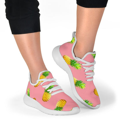 Pink Pineapple Pattern Print Mesh Knit Shoes GearFrost