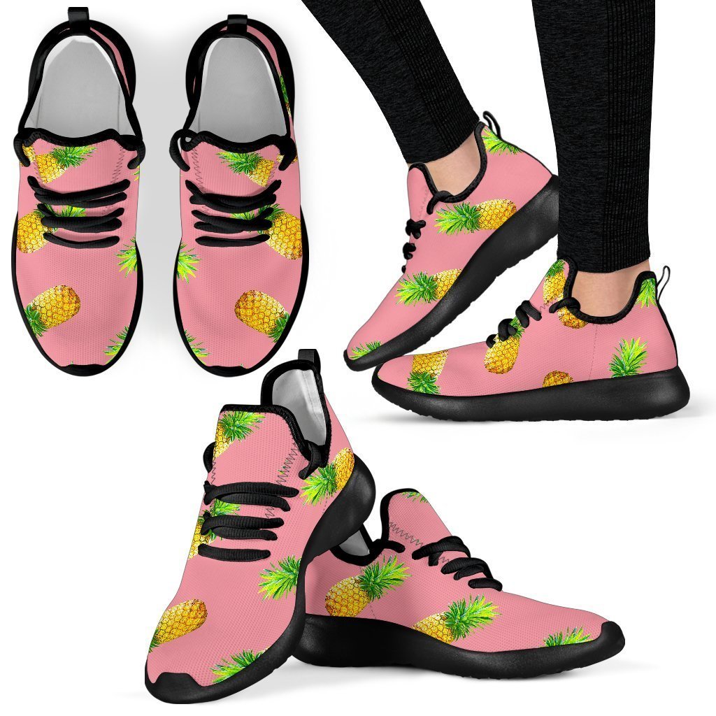 Pink Pineapple Pattern Print Mesh Knit Shoes GearFrost