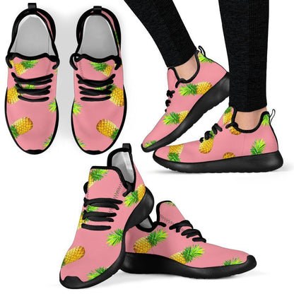 Pink Pineapple Pattern Print Mesh Knit Shoes GearFrost