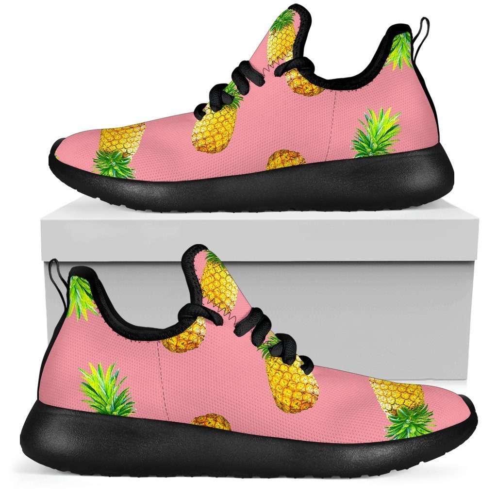 Pink Pineapple Pattern Print Mesh Knit Shoes GearFrost