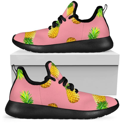Pink Pineapple Pattern Print Mesh Knit Shoes GearFrost
