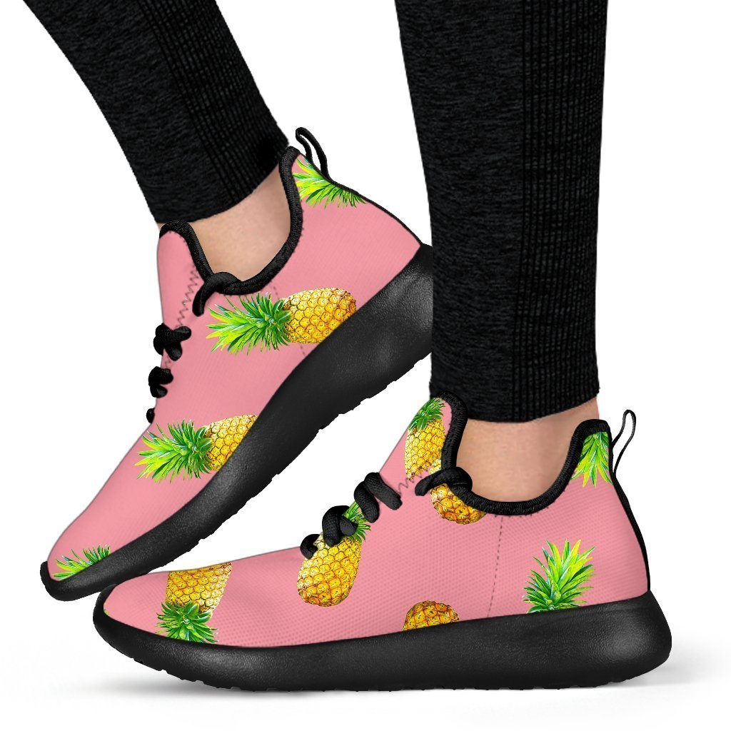 Pink Pineapple Pattern Print Mesh Knit Shoes GearFrost