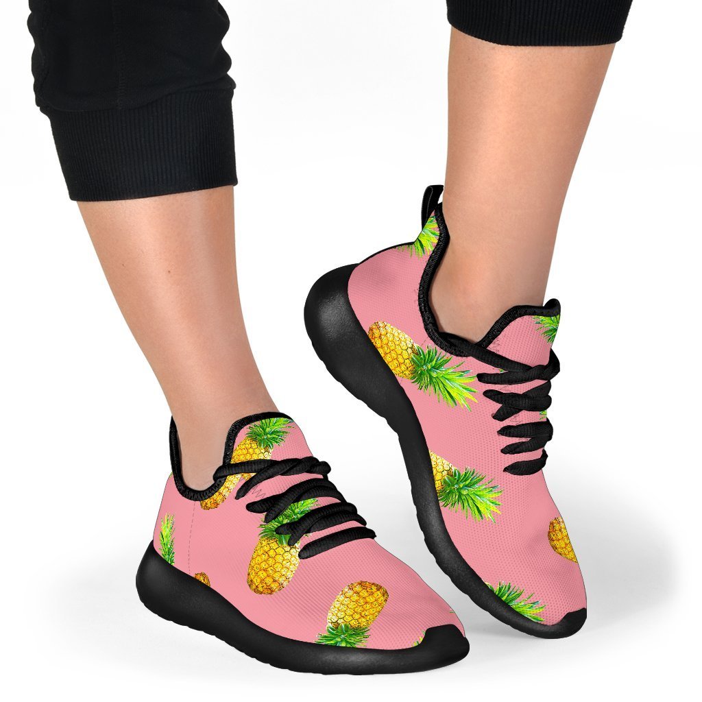 Pink Pineapple Pattern Print Mesh Knit Shoes GearFrost