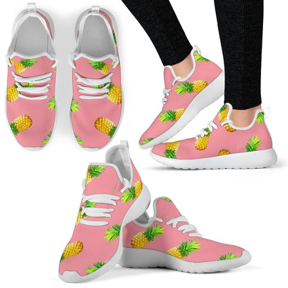 Pink Pineapple Pattern Print Mesh Knit Shoes GearFrost