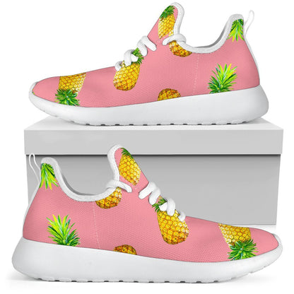 Pink Pineapple Pattern Print Mesh Knit Shoes GearFrost