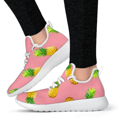 Pink Pineapple Pattern Print Mesh Knit Shoes GearFrost