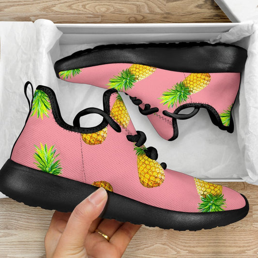 Pink Pineapple Pattern Print Mesh Knit Shoes GearFrost