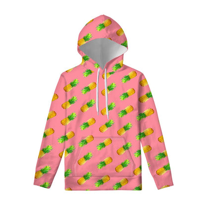 Pink Pineapple Pattern Print Pullover Hoodie