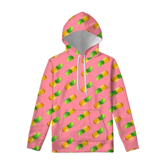 Pink Pineapple Pattern Print Pullover Hoodie