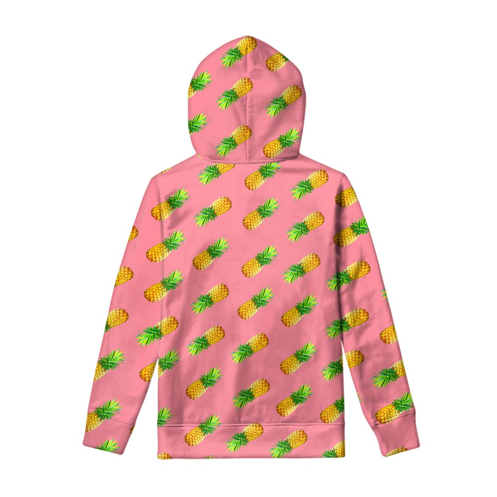 Pink Pineapple Pattern Print Pullover Hoodie
