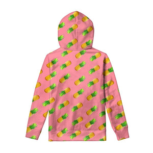 Pink Pineapple Pattern Print Pullover Hoodie