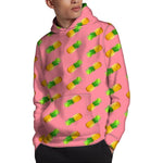 Pink Pineapple Pattern Print Pullover Hoodie
