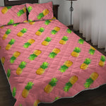 Pink Pineapple Pattern Print Quilt Bed Set