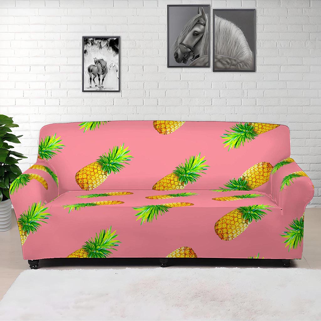 Pink Pineapple Pattern Print Sofa Cover