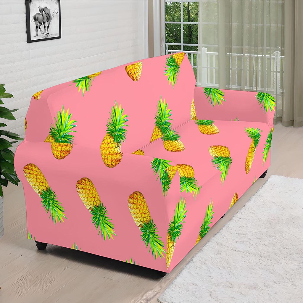 Pink Pineapple Pattern Print Sofa Cover