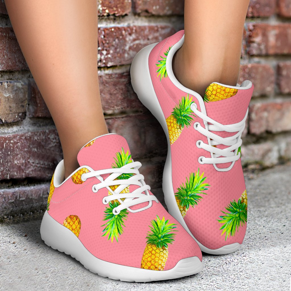 Pink Pineapple Pattern Print Sport Shoes GearFrost