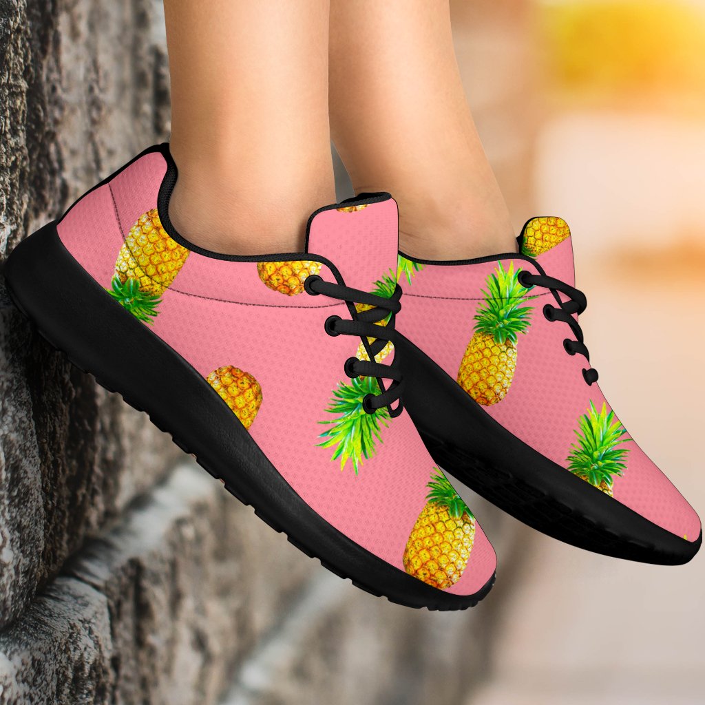 Pink Pineapple Pattern Print Sport Shoes GearFrost