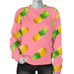 Pink Pineapple Pattern Print Women's Crewneck Sweatshirt GearFrost