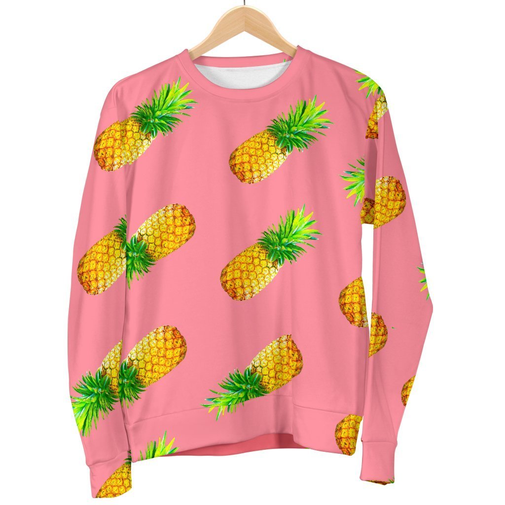 Pink Pineapple Pattern Print Women's Crewneck Sweatshirt GearFrost
